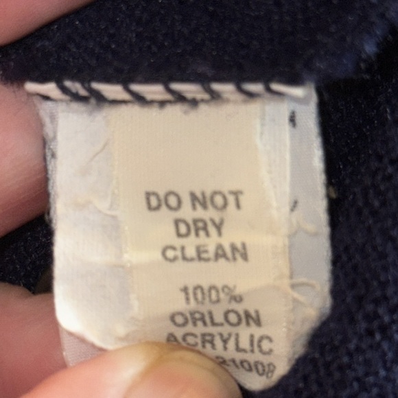 Lacoste Vintage 1970’s Navy Blue Orlon Acrylic Cardigan SZ Large - Picture 9 of 9